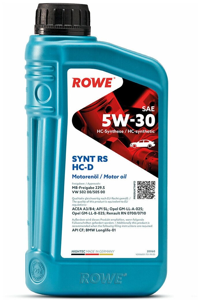 Масло моторное ROWE HIGHTEC SYNT RS HC-D SAE 5W-30 (1 л)