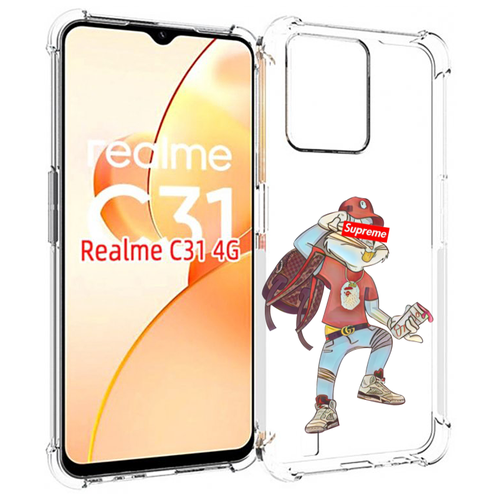 Чехол MyPads моднявый-заяц детский для OPPO Realme C31 задняя-панель-накладка-бампер