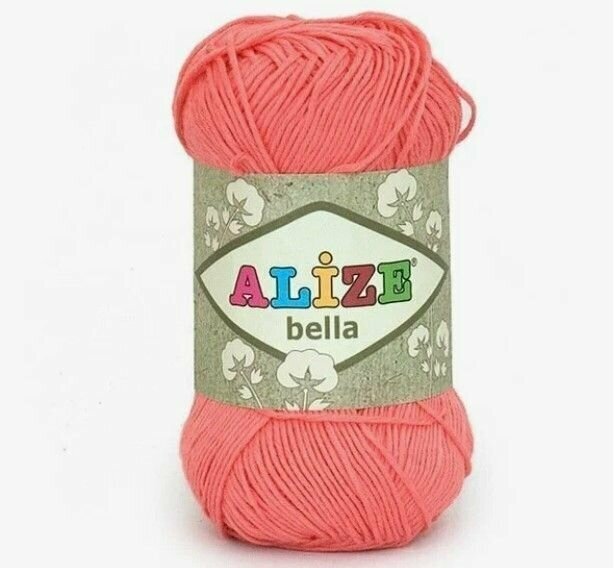 Пряжа для вязания Alize Bella 50 гр/180 м 100% хлопок 254 коралл