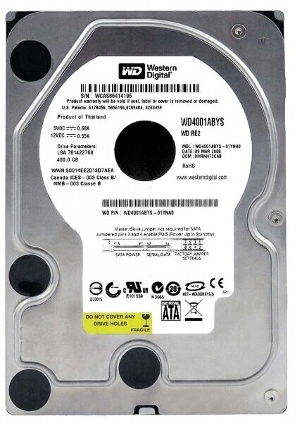 Жесткий диск Western Digital WD4001ABYS 400Gb SATAII 3,5" HDD