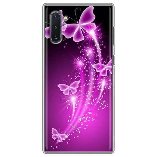 Дизайнерский силиконовый чехол для Самсунг Гэлакси Ноут 10 / Samsung Galaxy Note 10 Бабочки фиолетовые