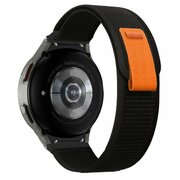 Нейлоновый эластичный ремешок для Samsung Galaxy Watch 6 40,44мм / 6 Classic 43,47мм и др. - черный с оранжевым
