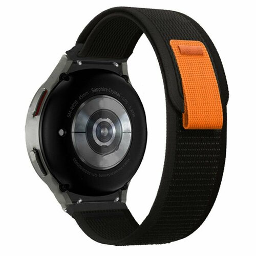 Нейлоновый эластичный ремешок для Samsung Galaxy Watch 6 40,44мм / 6 Classic 43,47мм и др. - черный с оранжевым умные часы samsung galaxy watch 5 44mm bt silver sm r910nzsa