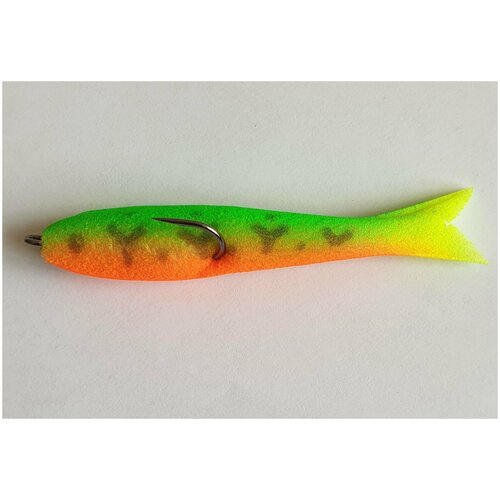 фото Рыбка поролоновая 5 шт/уп уф 8 см крючок 1 (цвет: зеленый, оранжевый, желтый, черный) мормыш