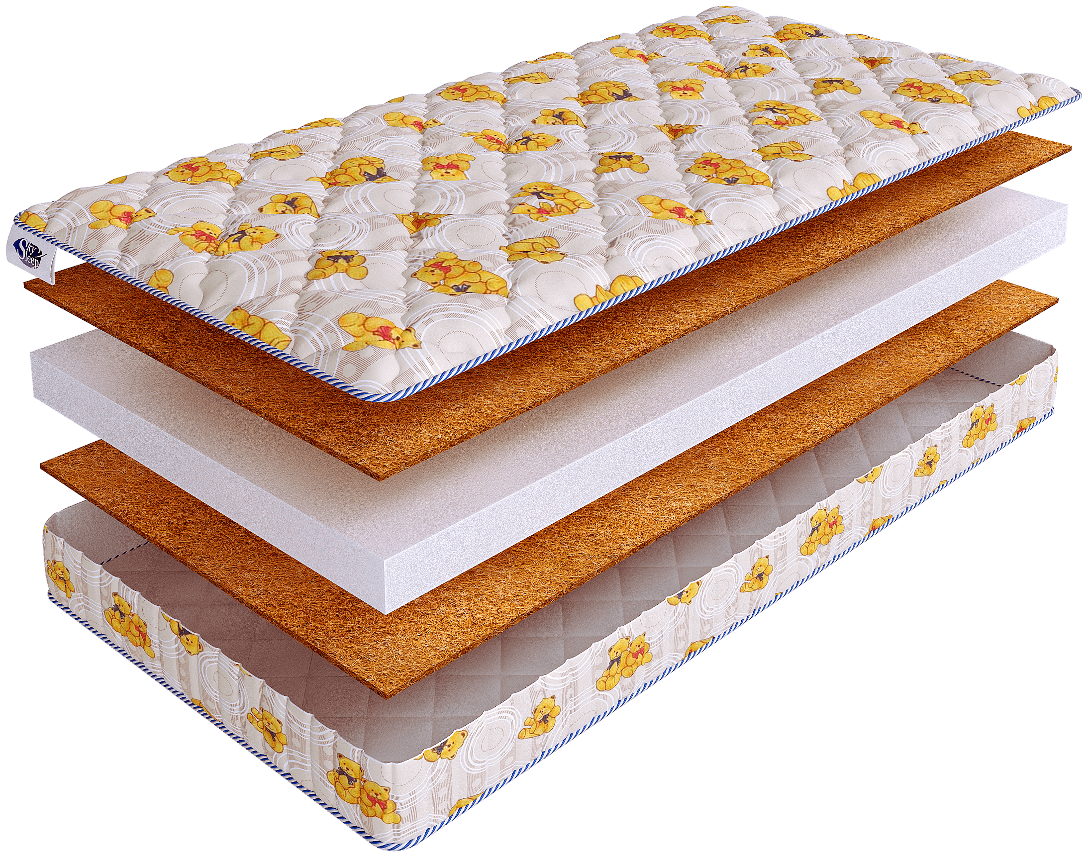 Детский беспружинный ортопедический матрас SkySleep KIDDY Holl Hard на кровать 60x160