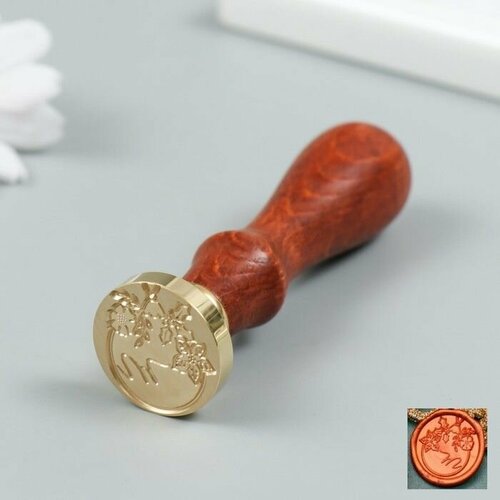 Печать для сургуча с деревянной ручкой Ёлочный шар 9х25х25 см 897₽