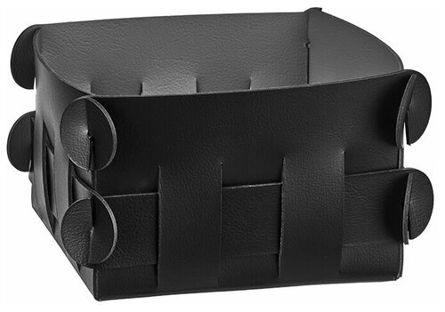 Настольная корзинка для сервировки и декора Shlesser, ADJ, 13х13х8см, натуральная кожа, цвет: черный