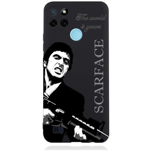 Черный силиконовый чехол для RealMe C21Y Scarface Tony Montana Лицо со шрамом для РеалМи С21Y черный силиконовый чехол для realme c31 scarface tony montana лицо со шрамом