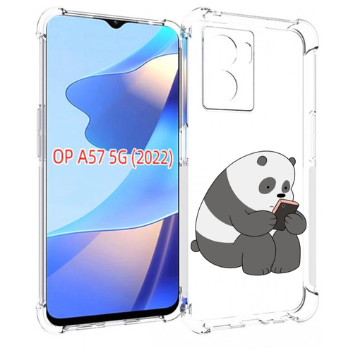 Чехол MyPads панда-в-телефоне для OPPO A57 5G(2022) задняя-панель-накладка-бампер чехол mypads панда крик для oppo a57 5g 2022 задняя панель накладка бампер