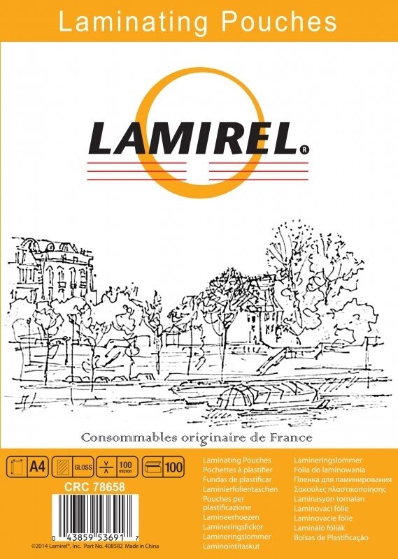 Пленка для ламинирования Fellowes 100мкм A4 100 глянцевая Lamirel LA-78658