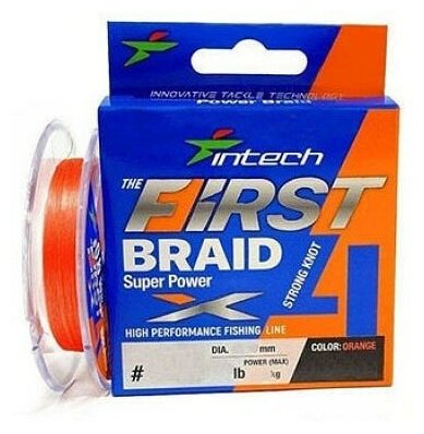 Шнур Intech First Braid X4 Orange 100m #2.0 / 0.235mm 27lb / 12.3kg