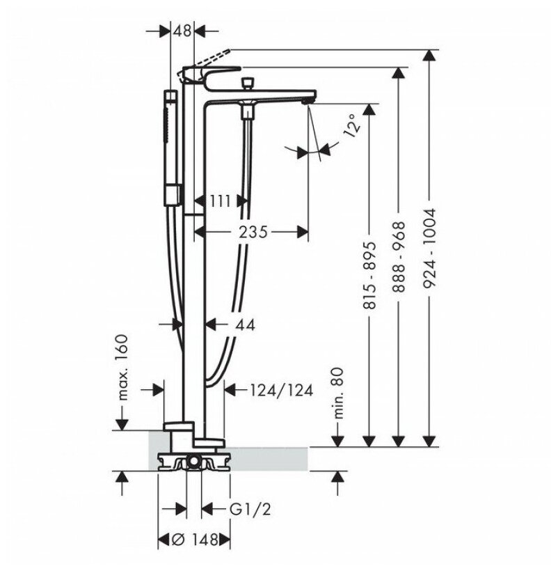 Напольный смеситель для ванны Hansgrohe Metropol 32532000 - фотография № 19