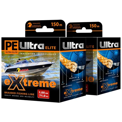 Плетеный шнур PE ULTRA EXTREME 1,00mm, набор 2шт. по 150m (цвет красный)