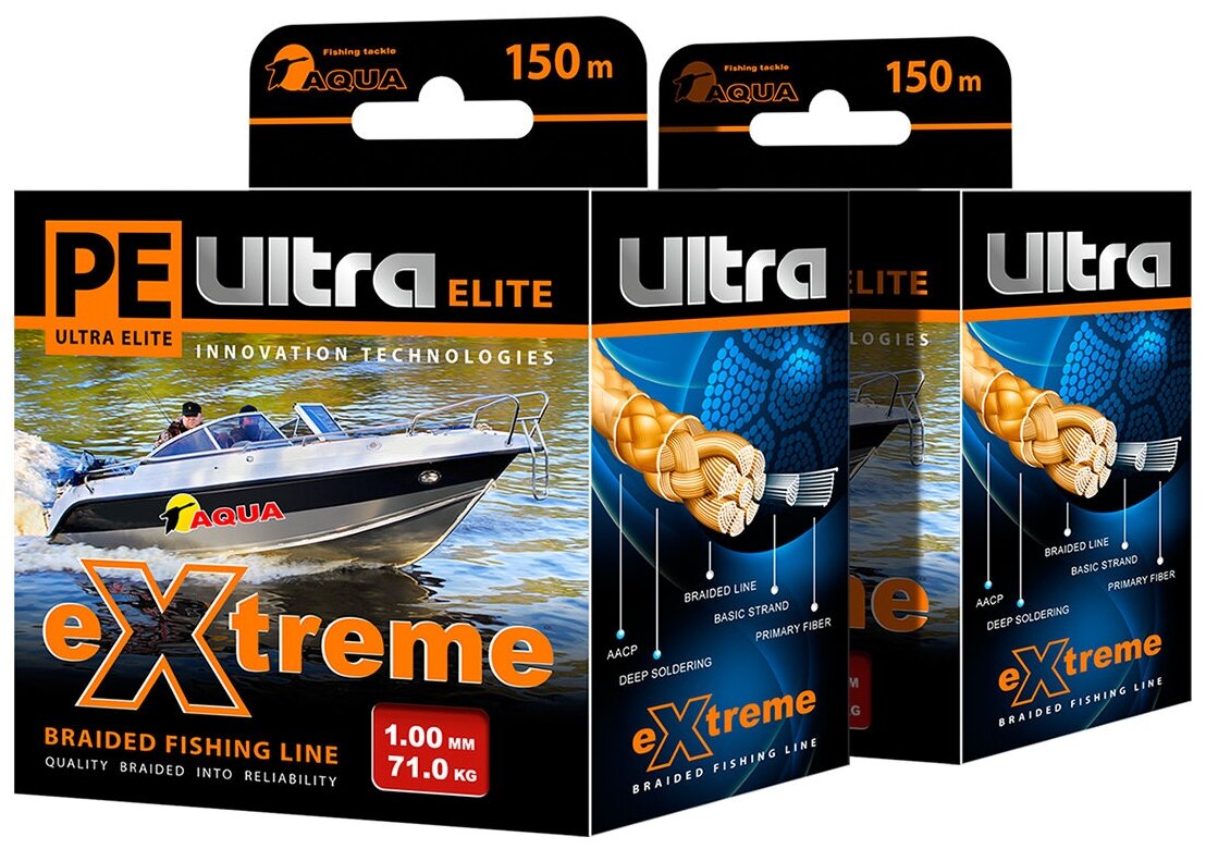 Плетеный шнур PE ULTRA EXTREME 100mm набор 2шт. по 150m (цвет красный)