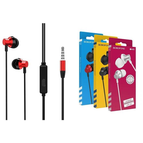 Наушники BOROFONE BM35 Farsighted universal earphones 3.5мм цвет красная