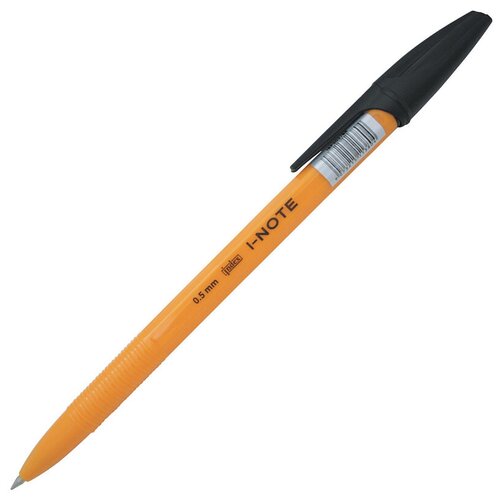 Ручка шариковая I-NOTE, пластиковый желтый корпус, 0,5мм, черная IBP303/BK