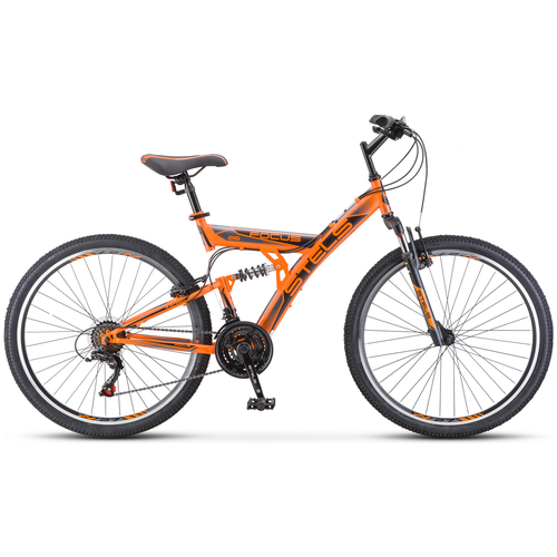 Велосипед STELS Focus 18-sp V 26, колесо 26'', рост 18'', сезон 2021-2022, оранжевый/черный