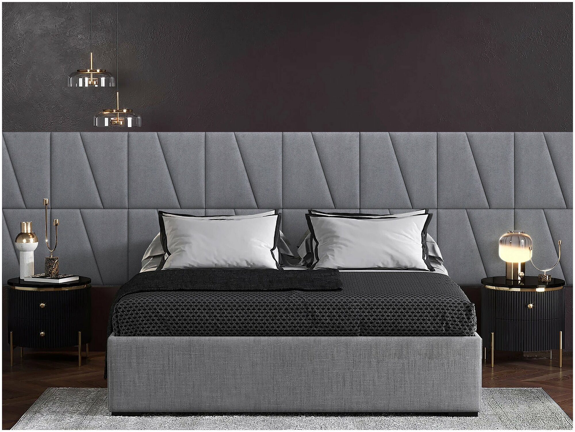 Панель кровати Alcantara Gray 50х50DP см 2 шт. - фотография № 1