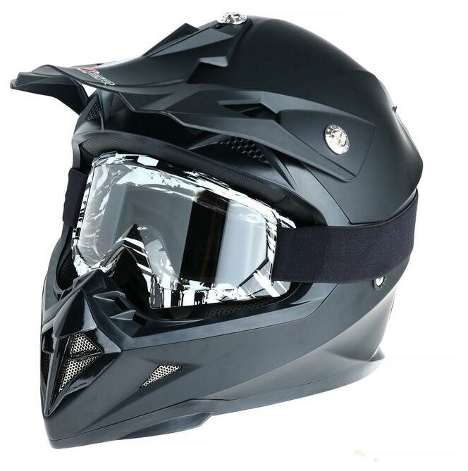 Очки-маска для езды на мототехнике Sima-land стекло прозрачное цвет белый-черный ОМ-20 (5865031)