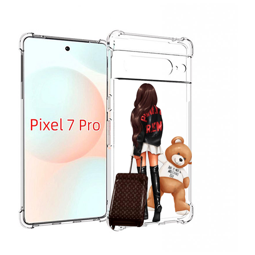 Чехол MyPads девушка-с-модным-чемоданом женский для Google Pixel 7 Pro задняя-панель-накладка-бампер
