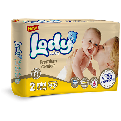 Детские подгузники Lody Baby, Premium comfort, размер 2 (MINI) в упаковке 40 шт. (3-6кг)