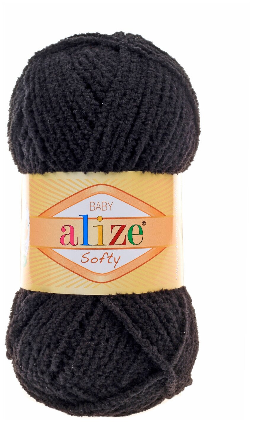 Пряжа Alize Softy (100% микрополиэстер) 50 гр, 115 м, 60 черный , 1 моток