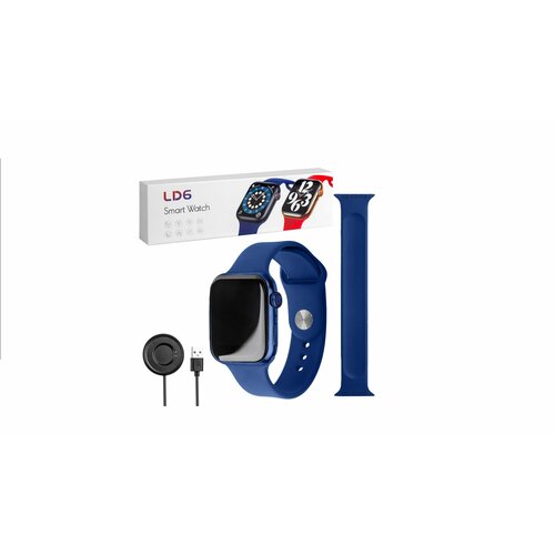 Умные смарт- часы Smart Watch LD6 с 2- мя силиконовыми ремешками Синий 215000₽