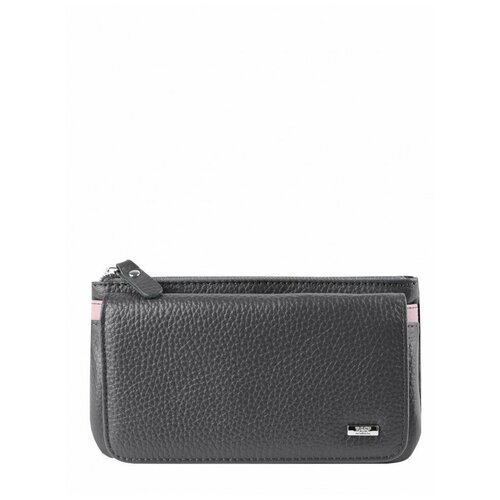 фото Кошелек esse, натуральная кожа, на кнопках, на молнии, отделение для монет, серый, розовый