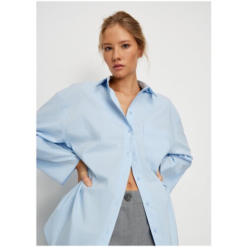 фото Рубашка с широкими рукавами niceone [голубой, s]