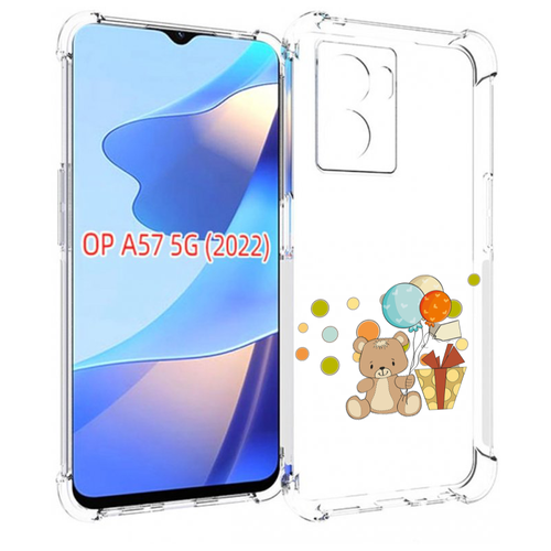 Чехол MyPads медвеженок с подарком для OPPO A57 5G(2022) задняя-панель-накладка-бампер