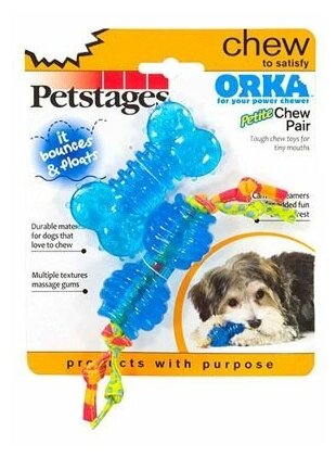 Petstages набор из двух игрушек для собак мелких пород "орка косточка + гантеля" 7 см ультра-мини - фотография № 14
