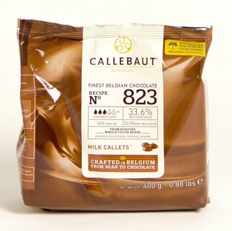 Callebaut Шоколадные капли №823, 400 г