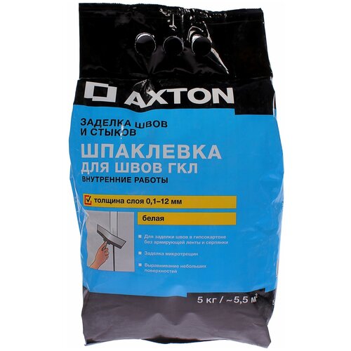 AXTON Шпаклёвка для швов гипсокартона Axton 5 кг цемент axton 5 кг