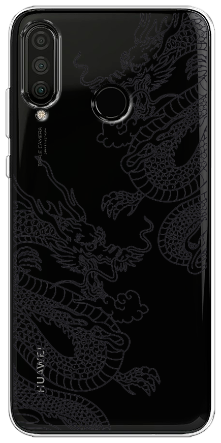 Силиконовый чехол на Honor 20S / Хонор 20S "Два китайских дракона", прозрачный