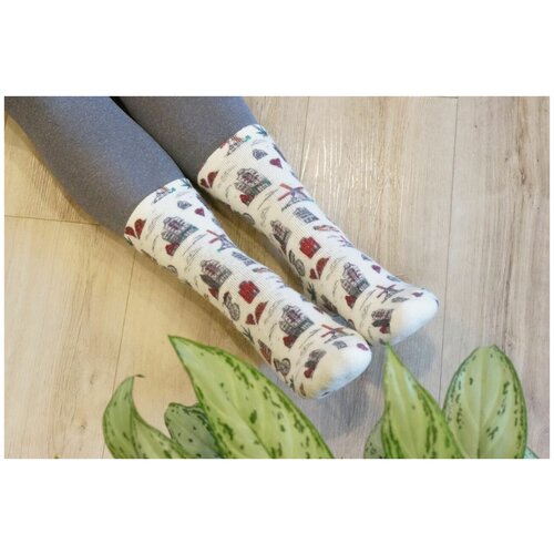 фото Носки шерстянки, размер 35/38, зеленый, серый, белый, красный