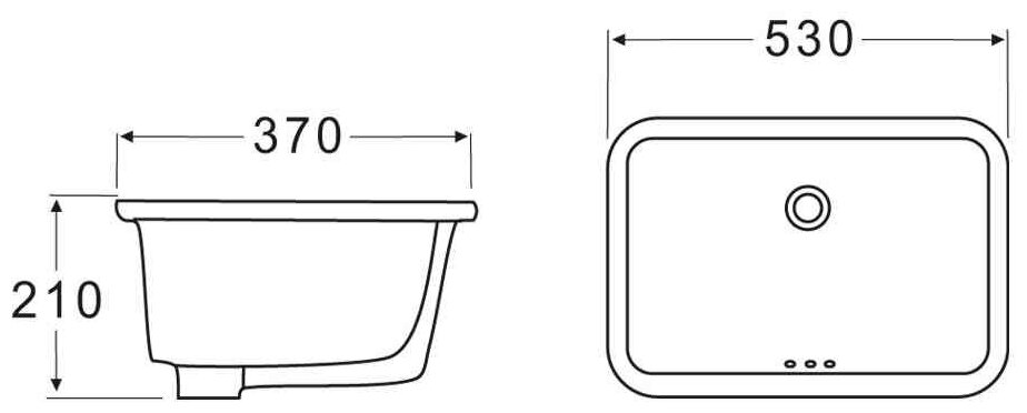 Раковина BelBagno BB1006 керамическая, встраиваемая снизу 530x370x210 - фотография № 2