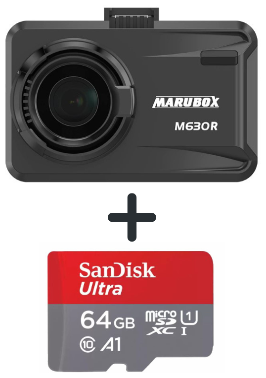 Видеорегистратор с радар-детектором Marubox M630R + SanDisk microSDXC UHS-I 64Gb (120mb/sec)