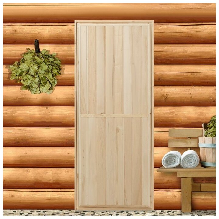 Дверь для бани и сауны "Эконом" липа 190×80см - фотография № 6