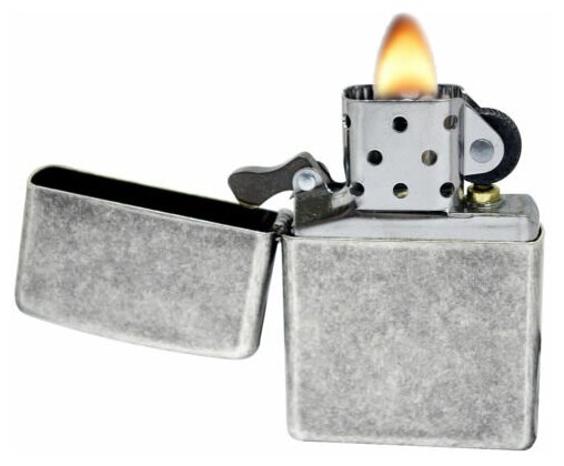 ZIPPO Classic с покрытием ™Plate, латунь/сталь, серебристая, матовая, 38x13x57 мм - фотография № 5