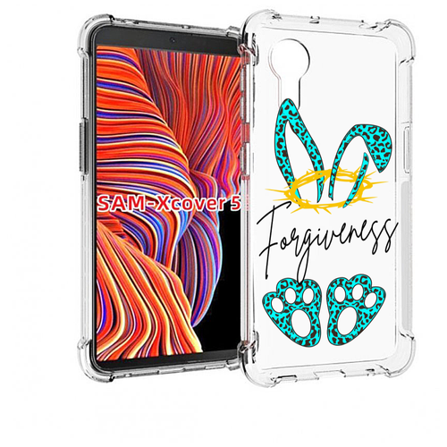 Чехол MyPads бирюзовое лапки и ушки женский для Samsung Galaxy Xcover 5 задняя-панель-накладка-бампер