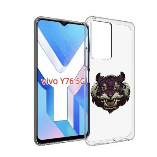 Чехол MyPads Страшный-тигр для Vivo Y76 5G задняя-панель-накладка-бампер