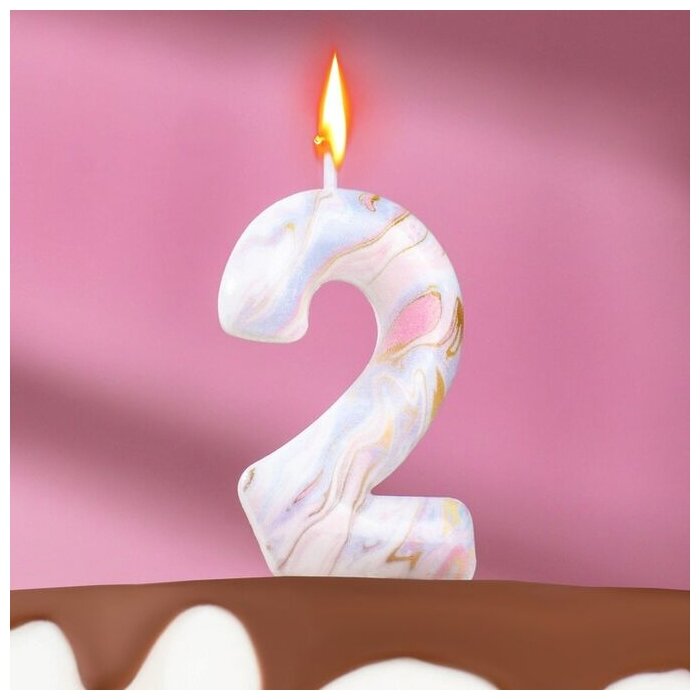фото Свеча Страна Карнавалия свеча в торт «Белый мрамор», цифра 2