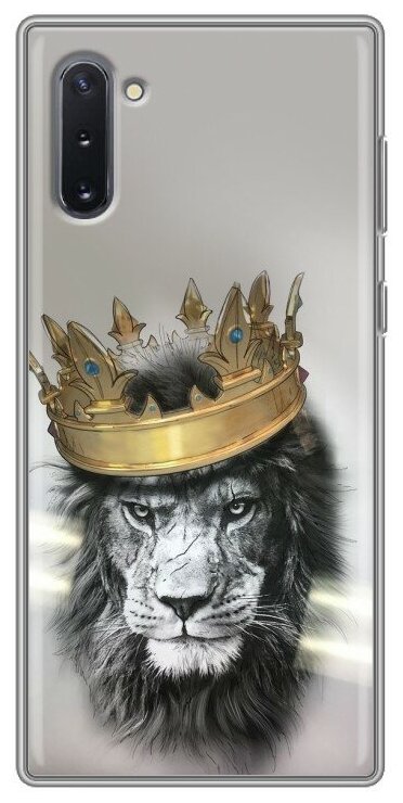 Дизайнерский силиконовый чехол для Самсунг Гэлакси Ноут 10 / Samsung Galaxy Note 10 Лев с короной