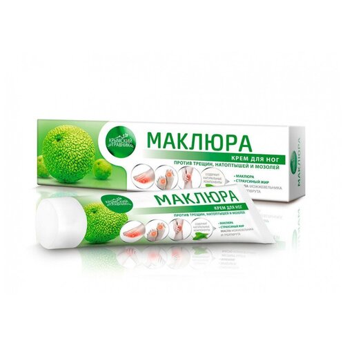 Крымский Травник Крем для ног против трещин, натоптышей и мозолей Маклюра со страусиным жиром, маслами можжевельника и грейпфрута, 100 гр