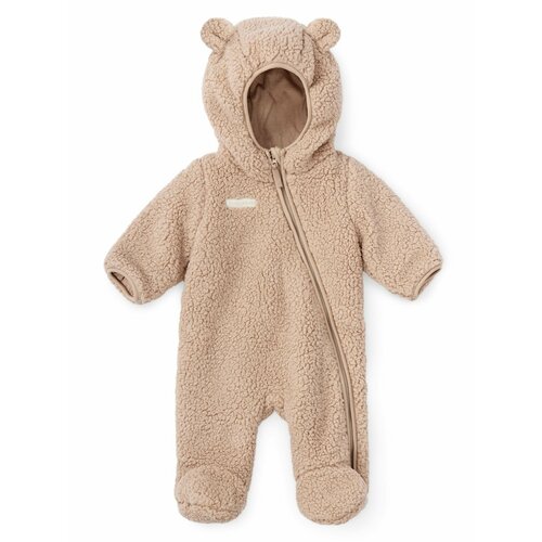 фото Комбинезон happy baby, флис, на молнии, капюшон, закрытая стопа, размер 80-86, бежевый, коричневый