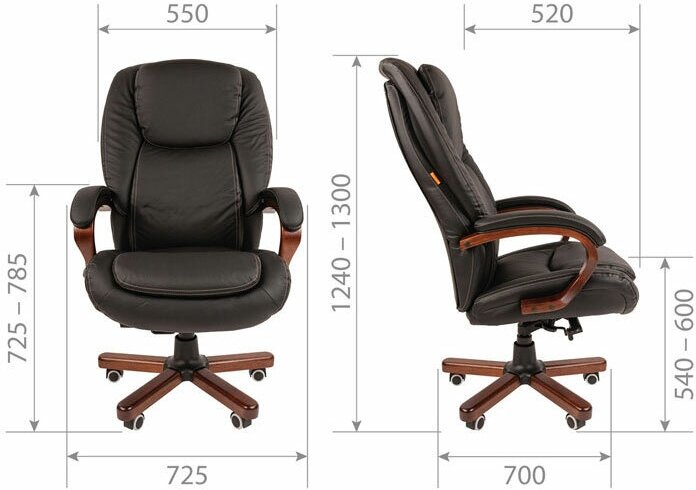 Офисное кресло Chairman 408 Россия кожа+PU черн. (7030084) - фото №6