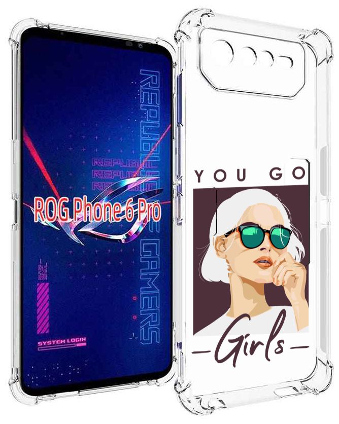 Чехол MyPads Девушка-в-очках-с-белыми-волосами женский для Asus ROG Phone 6 Pro задняя-панель-накладка-бампер