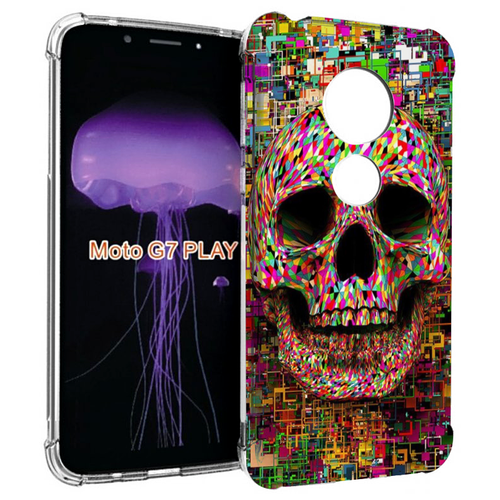 Чехол MyPads череп красочные цвета для Motorola Moto G7 Play задняя-панель-накладка-бампер
