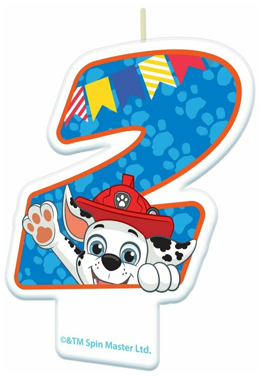 Свеча Nd play Щенячий патруль цифра 2, 15х7,5 см - фото №2