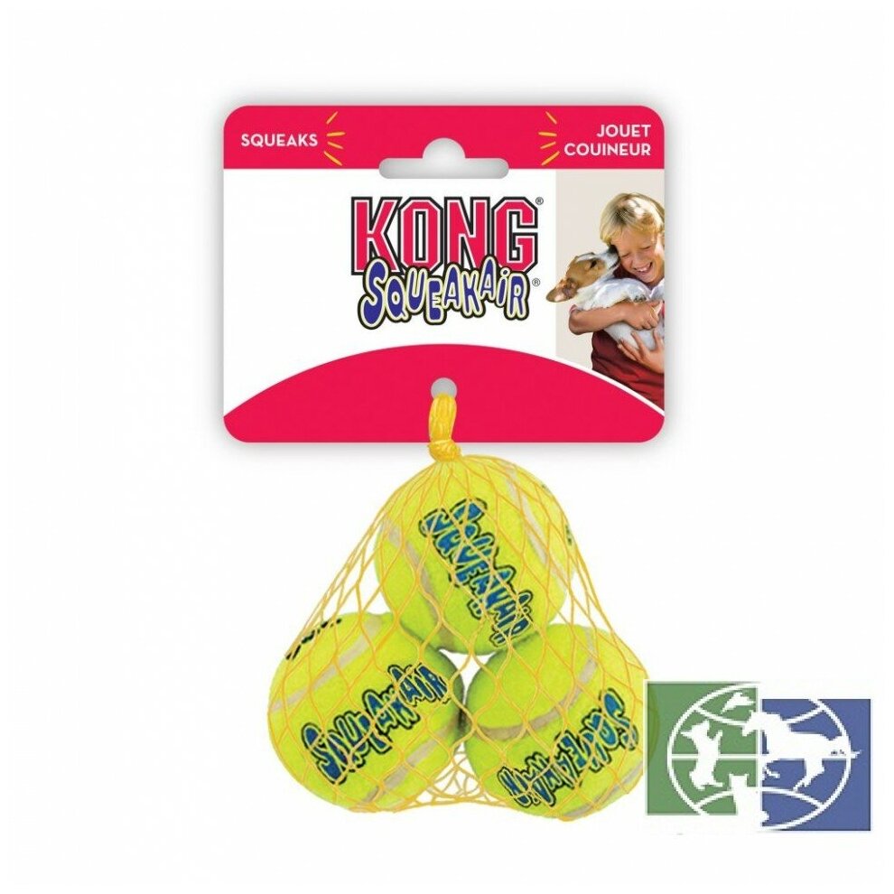 Игрушка для собак KONG "Теннисный мяч" оч.мален.4 см 3ШТ упаковка - фотография № 8